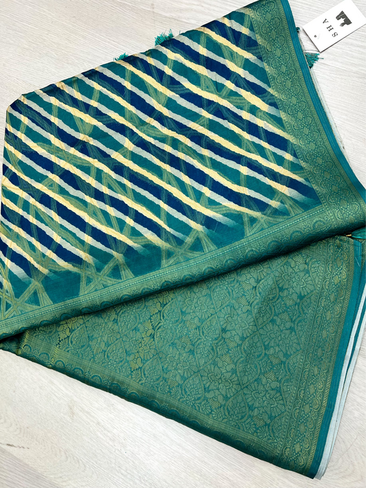Blue strip banarasi saree