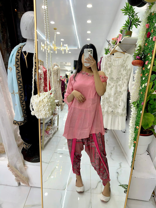 Pink tulip pant kaftan