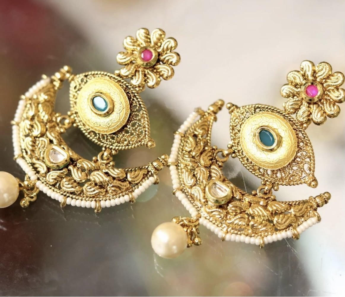 Gold plated evil eye earrings - Selina Habibti Attire