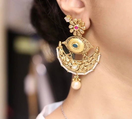 Gold plated evil eye earrings - Selina Habibti Attire