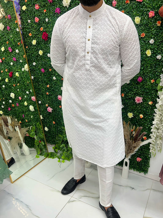 White cotton sequence kurta