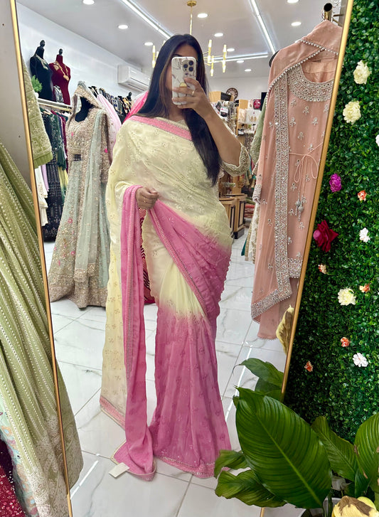 Party wear silk two tone saree