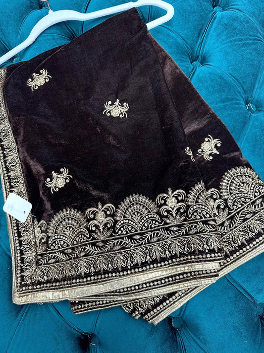 Chocolate brown velvet shawl