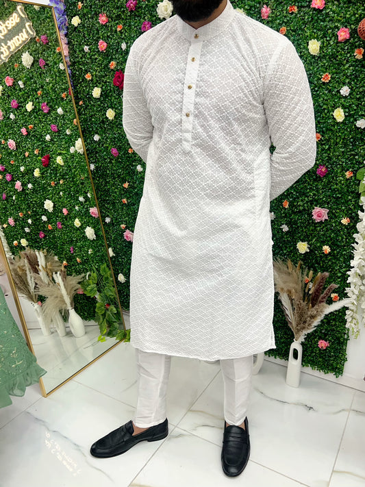 White cotton sequence kurta