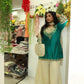 Turkoise silk wide leg suit