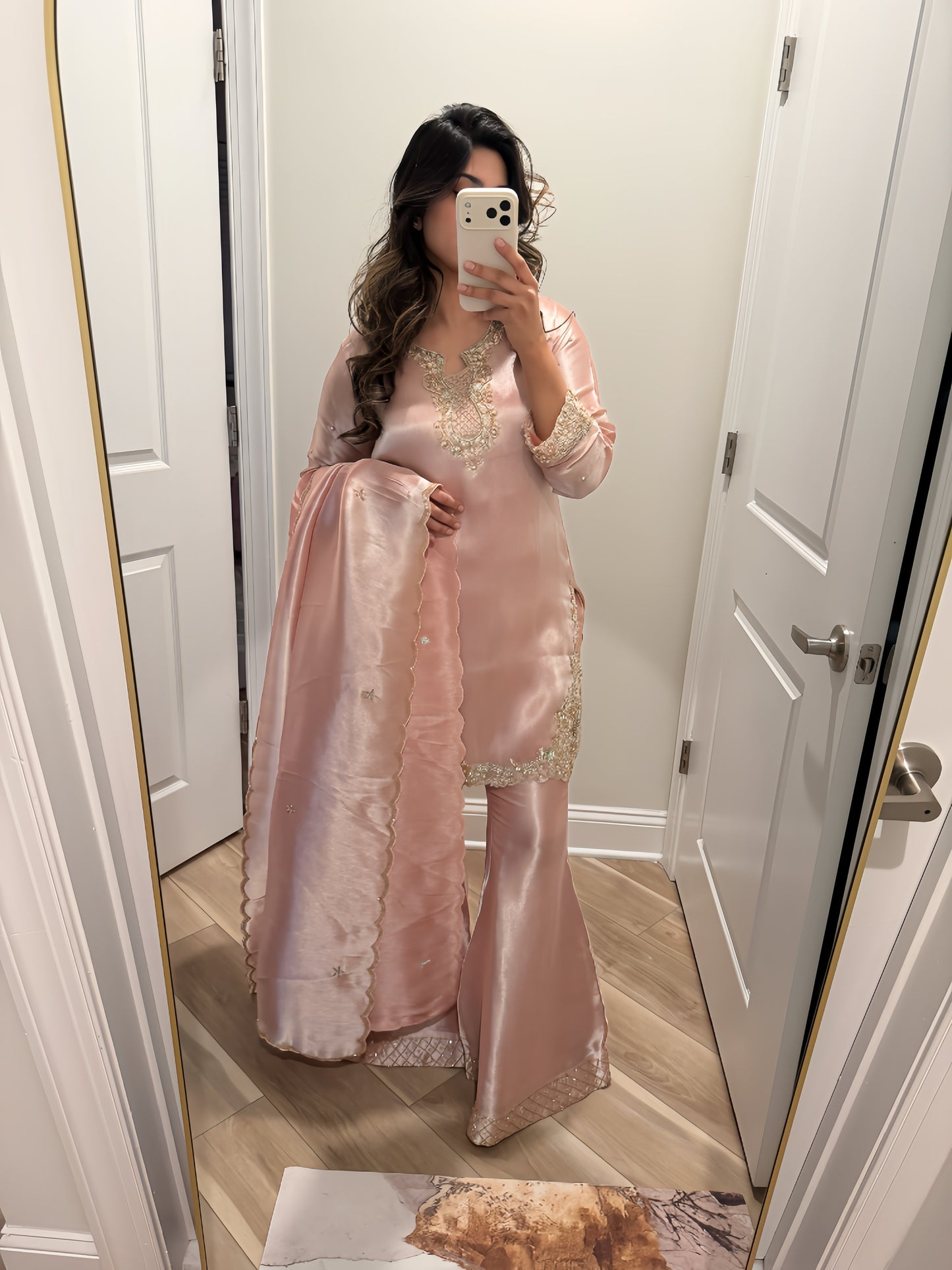 Premium pink tissue silk suit