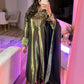 Shimmery olive green & black three piece suit