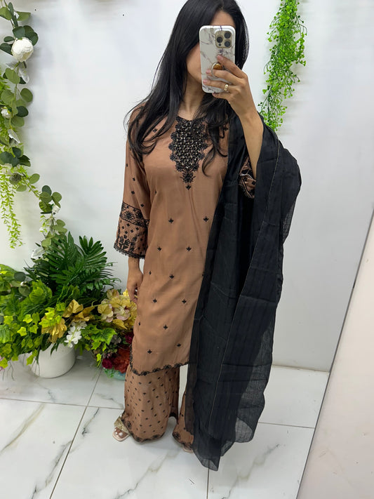 Brown cotton suit