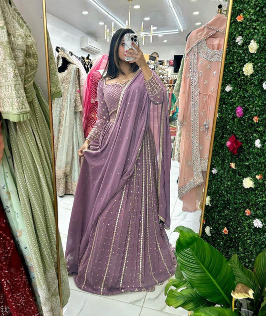 Light purple party wear lehenga