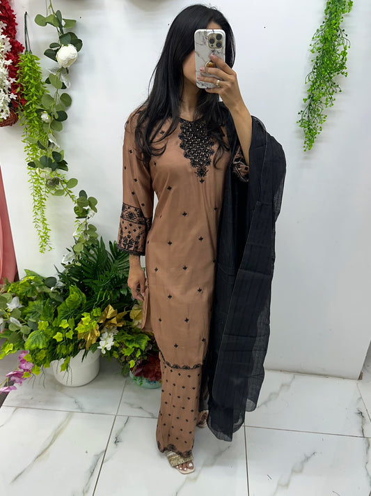 Brown cotton suit
