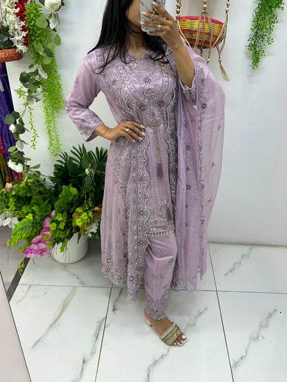 Jacket style stone work party wear suit