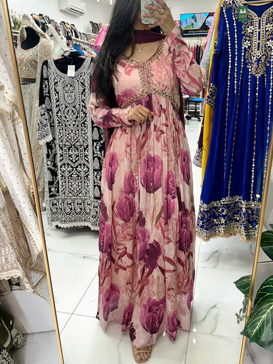 Alia cute purple flower maxi dress