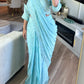Light teal ready saree