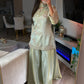 Sage green short kameez suit