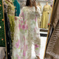 Floral white & pink chiffon suit