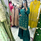 Green silk gharara suit