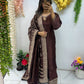 Chocolate brown suit with heavy duppata