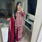 Maroon silk hand work suit