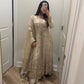 Ivory silk open slit gown