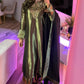 Shimmery olive green & black three piece suit
