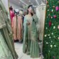 Mint blue banarasi party wear gharara suit