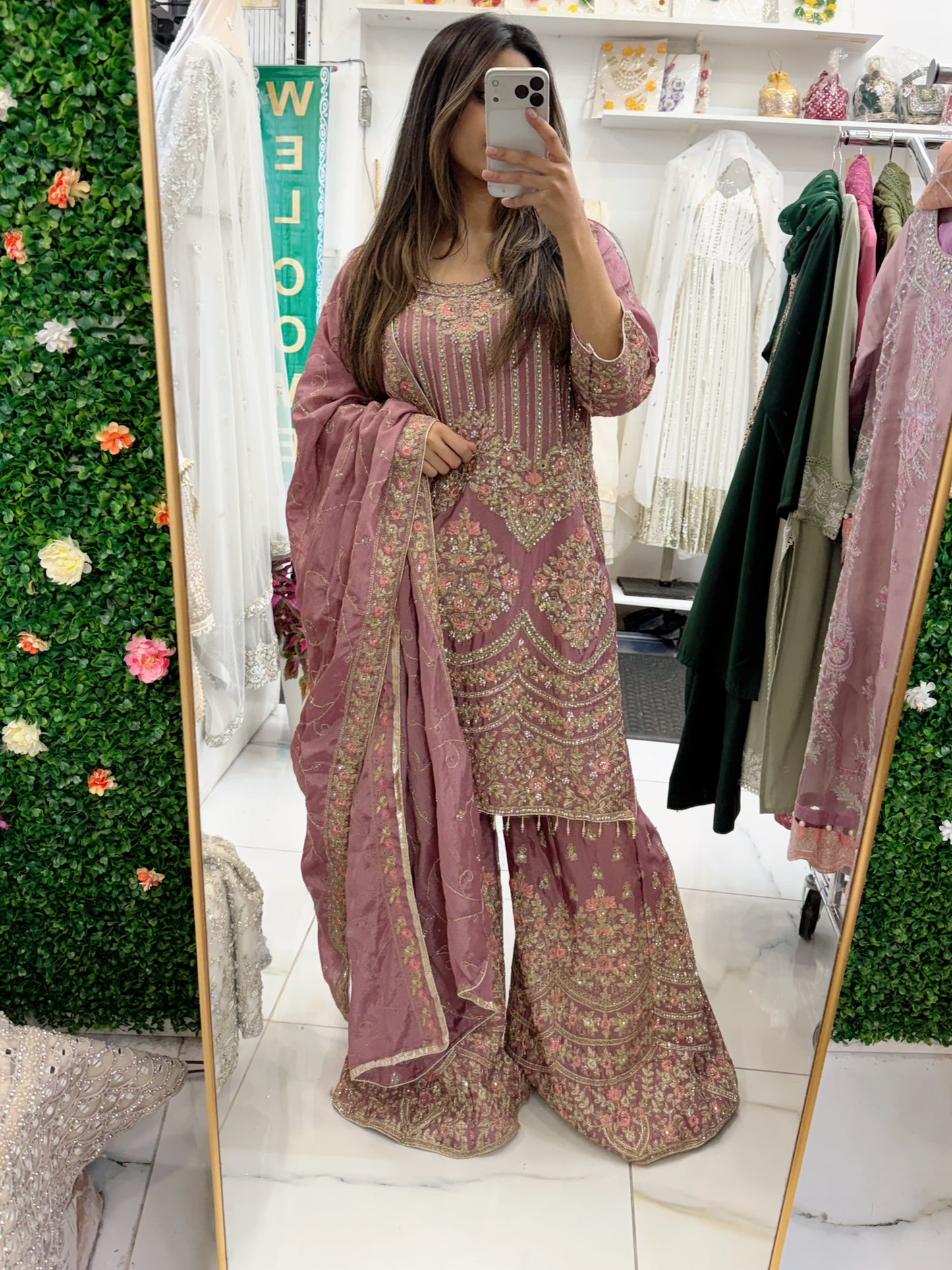 Purple heavy gharara suit