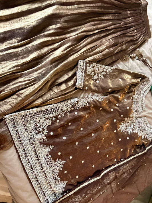 Rust brown gold suit