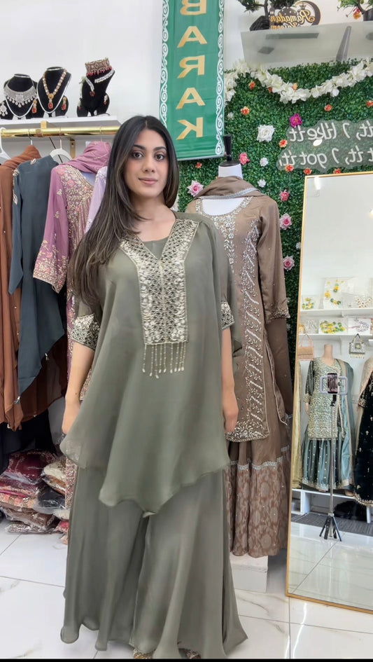 Olive green cape set