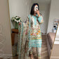 Mint print print lawn embroidered suit with chiffon duppata