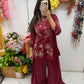 Burgundy handwork collar suit