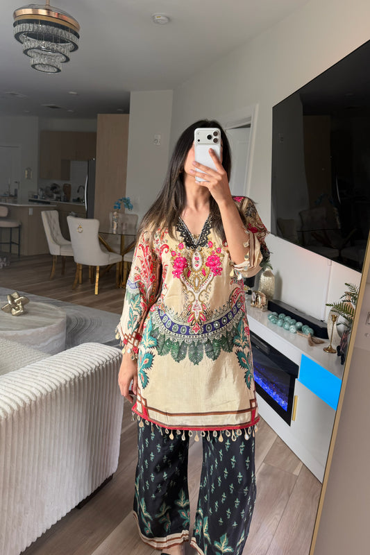 Silk sparkly coord set