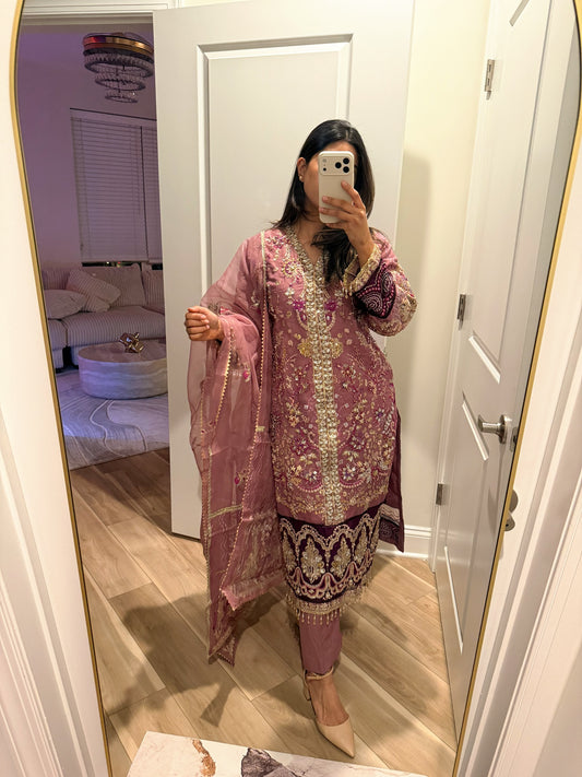 Formal purple organza suit