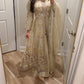 Ivory silk open slit gown
