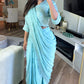 Light teal ready saree