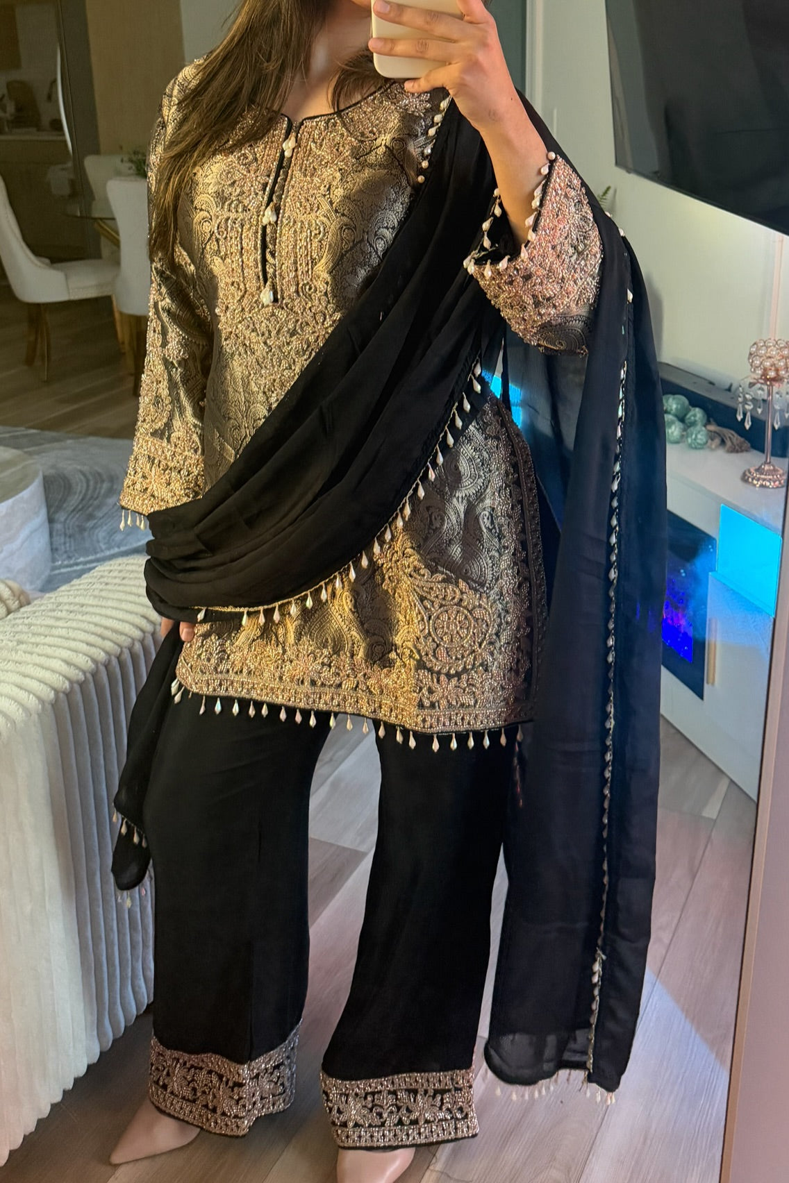 Black Banarasi hand work suit