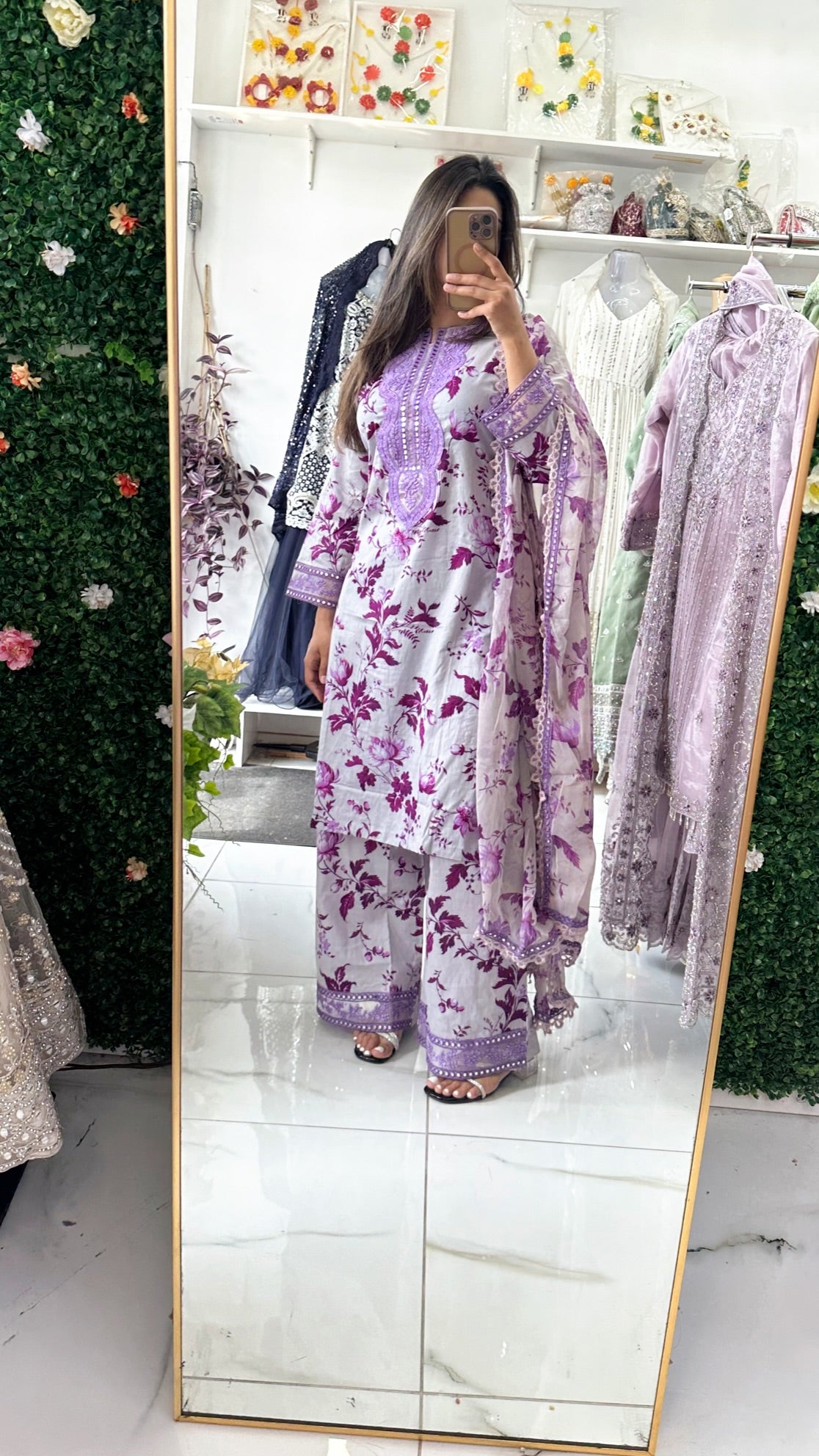 Lavender pakistani lawn suit