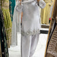 Grey silk hand embellished farsi suit