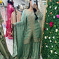 Mint blue banarasi party wear gharara suit
