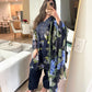 Navy blue floral lawn suit