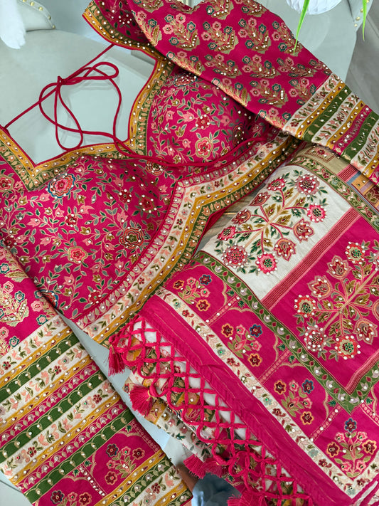 Pure hand look pure silk saree with stone work