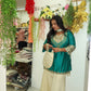 Turkoise silk wide leg suit