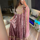 Pink velvet stone work gown