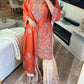 Rust orange premium gharara suit
