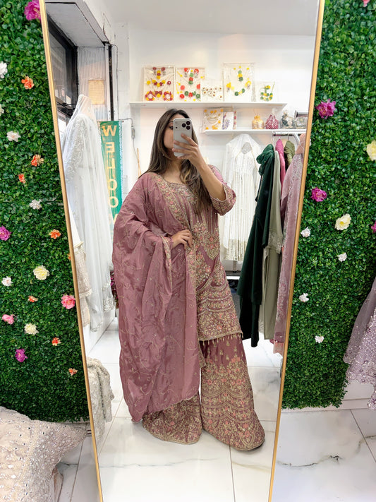 Purple heavy gharara suit