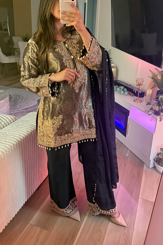 Black Banarasi hand work suit