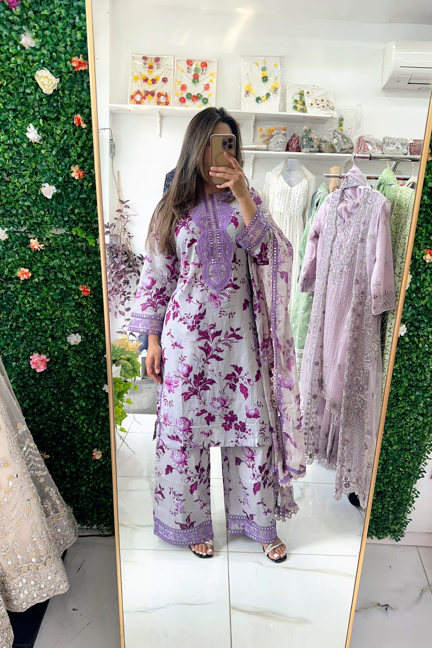 Lavender pakistani lawn suit