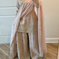 Baby pink heavy pant work suit in silk bananas