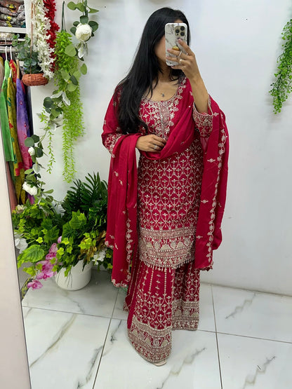 Vibrant stone & mirror party wear suit (click for colors)