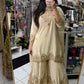 Cream gold sharara suit
