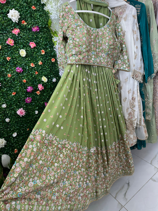 Light olive green lehenga choli